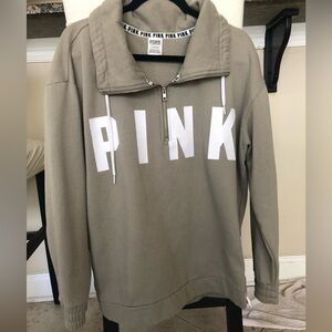 PINK Victoria's Secret Olive/Sage green half zip sweater